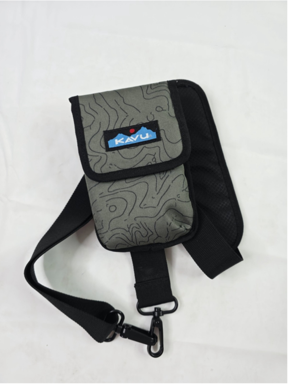 KAVU Essentials Case Wallet Crossbody Phone Pouch Topographic Gray